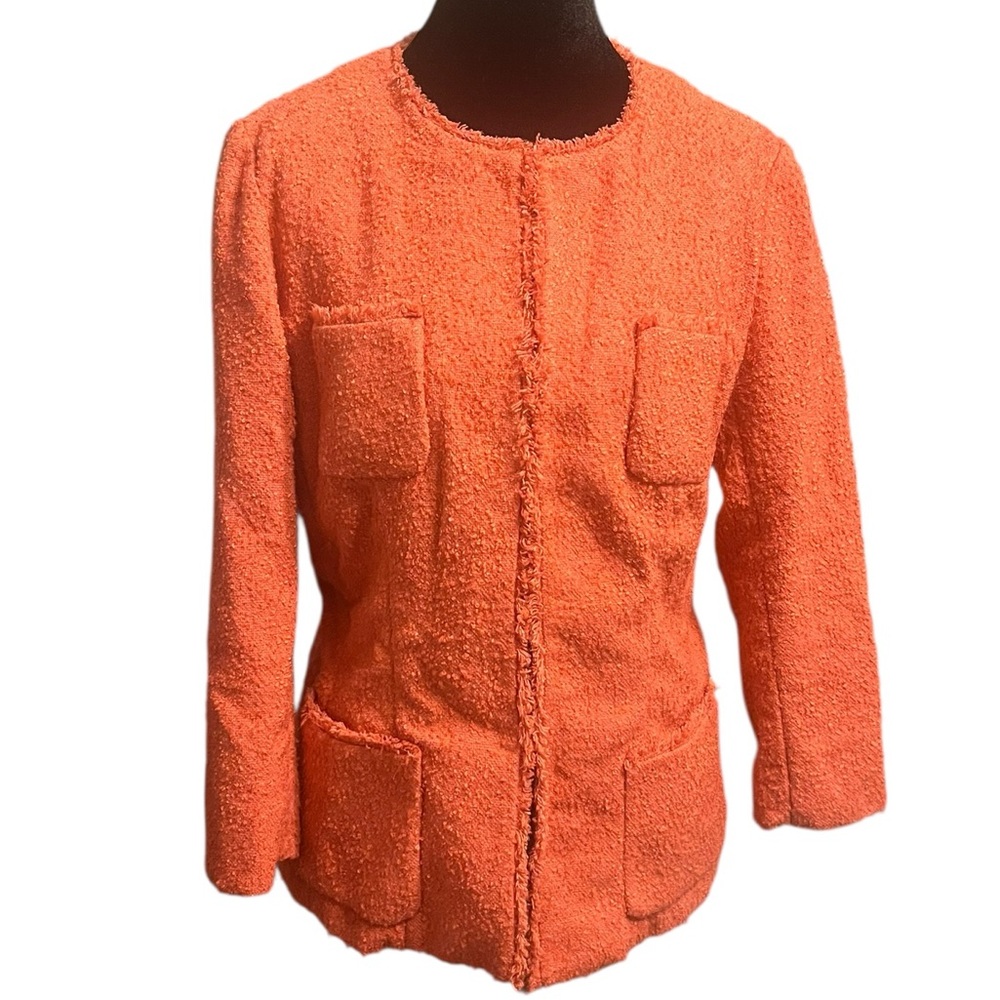 Lafayette 148 Orange Tweed Blazer Jacket Size women’s 4 wool blend
